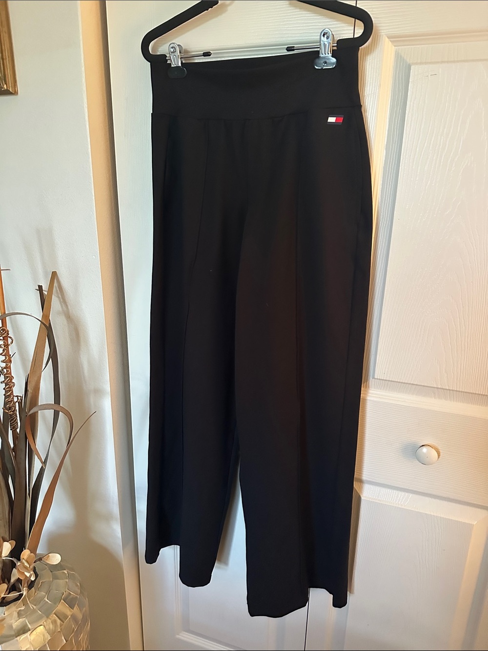 Tommy Hilfiger Black Wide-Leg pants with Flag Detail